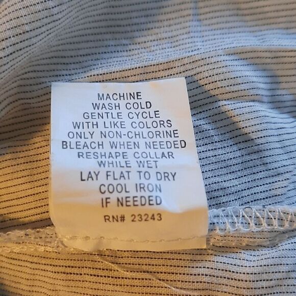 New York and Co Pin Striped Ruffle Buttoned Blouse Cotton Tunic - Picture 8 of 8